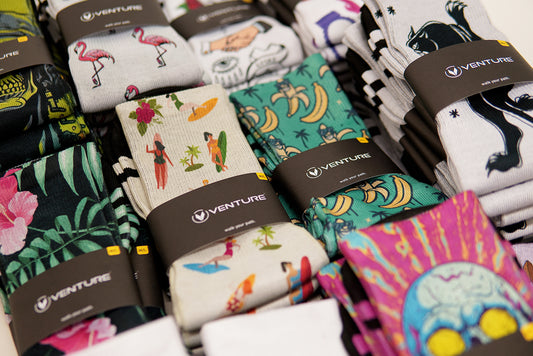 Venture Socks Goes Supersonic: Embracing Funky, Colourful Socks in Recycled and Recyclable Packaging